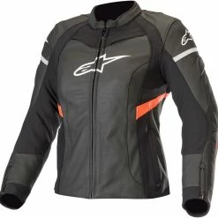 Alpinestars Stella Kira Womens Leather Jacket Black/Fluo Red