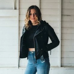 First Manufacturing Company Ryman Womens Motorcycle Leather Jacket Black -Fxr shop 4051500 4