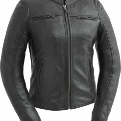 First Manufacturing Company Supastar Womens Motorcycle Leather Jacket Black
