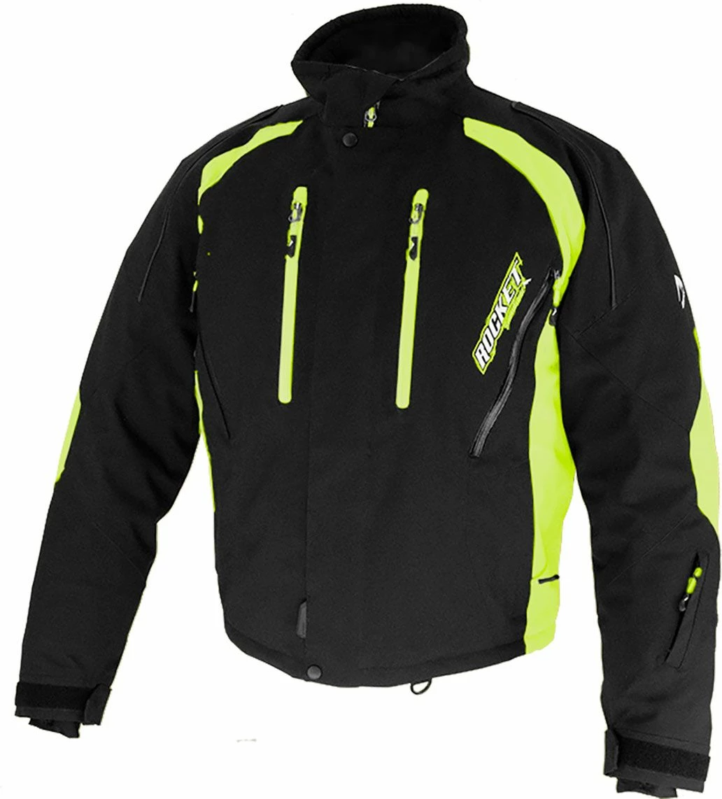 Rocket Snow Gear Flame Snowmobile Jacket Black/HI-Viz 1 Rocket Snow Gear Flame Snowmobile Jacket Black/HI-Viz