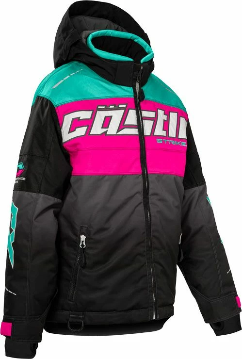 Castle X Strike Youth Snowmobile Jacket Pink Glo/Black/Mint 1 Castle X Strike Youth Snowmobile Jacket Pink Glo/Black/Mint