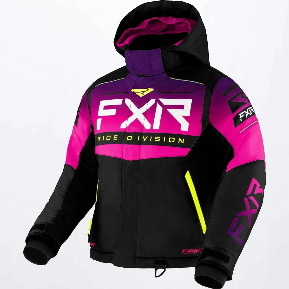 FXR 2022 Helium Youth Snowmobile Jacket Black/Fuchsia Fade 1 FXR 2022 Helium Youth Snowmobile Jacket Black/Fuchsia Fade