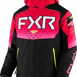 FXR 2023 Helium Child Snowmobile Jacket Black/Raspberry Fade/Hi Vis
