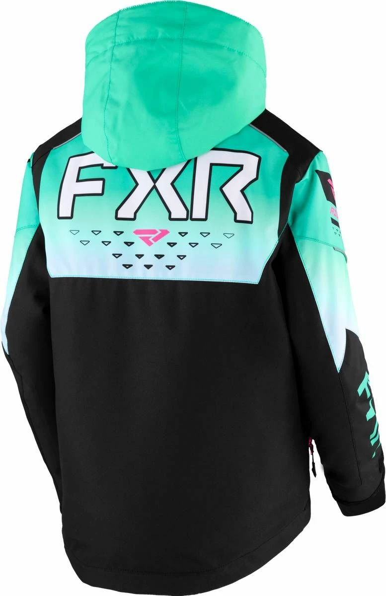 FXR 2023 Helium Child Snowmobile Jacket Black/Mint Fade/E Pink 2 FXR 2023 Helium Child Snowmobile Jacket Black/Mint Fade/E Pink - Image 2
