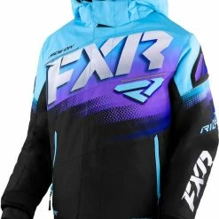 FXR 2023 Boost Child Snowmobile Jacket Black/Sky-Purple Fade