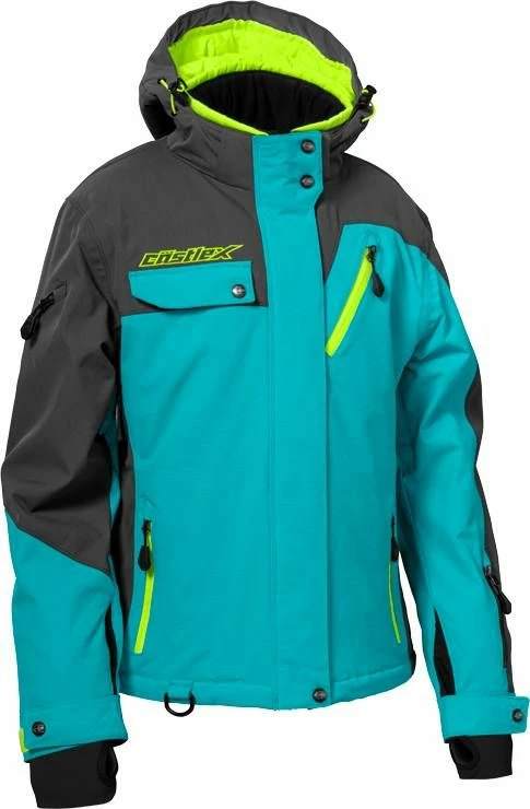 Castle X Powder G3 Womens Snowmobile Jacket Turquoise/Charcoal/Hi-Vis 1 Castle X Powder G3 Womens Snowmobile Jacket Turquoise/Charcoal/Hi-Vis