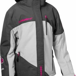 Castle X Phase G4 Snowmobile Womens Jacket Charcoal/Silver/Pink Glo