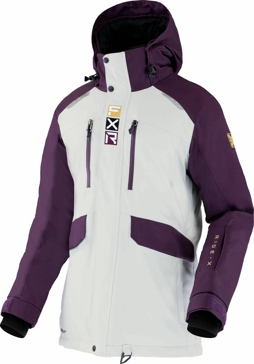 FXR 2022 Aerial Womens Snowmobile Jacket Bone/Plum 1 FXR 2022 Aerial Womens Snowmobile Jacket Bone/Plum