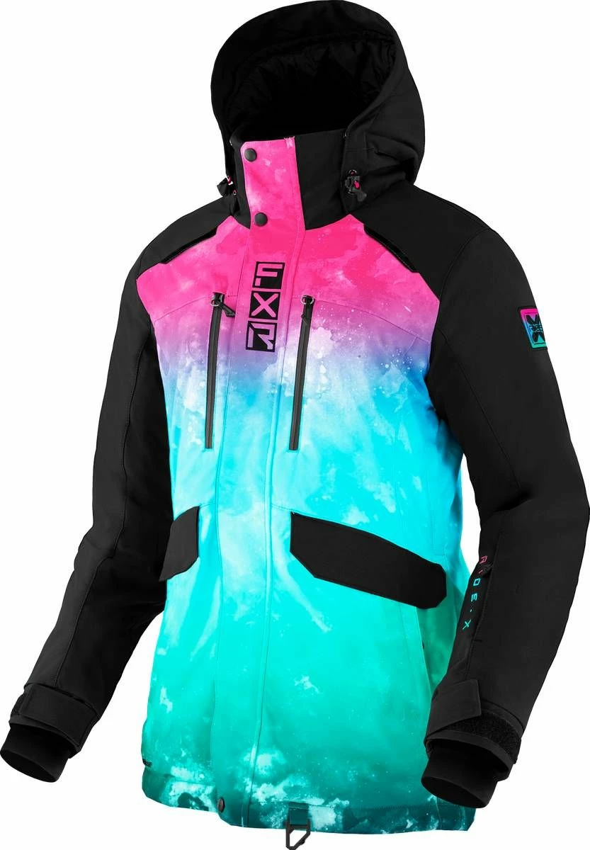 FXR 2022 Aerial Womens Snowmobile Jacket Minty Fresh Ink/Black 1 FXR 2022 Aerial Womens Snowmobile Jacket Minty Fresh Ink/Black