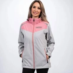 FXR Adventure Tri-Laminate Womens Snowmobile Jacket Grey/Dusty Rose