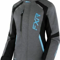 FXR 2023 Pulse Womens Snowmobile Jacket Mid Grey Heather/Black/Sky Blue