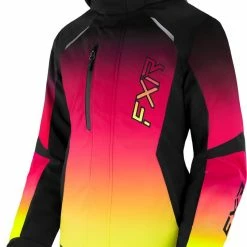 FXR 2023 Pulse Womens Snowmobile Jacket Black/Raspberry-HiVis Fade