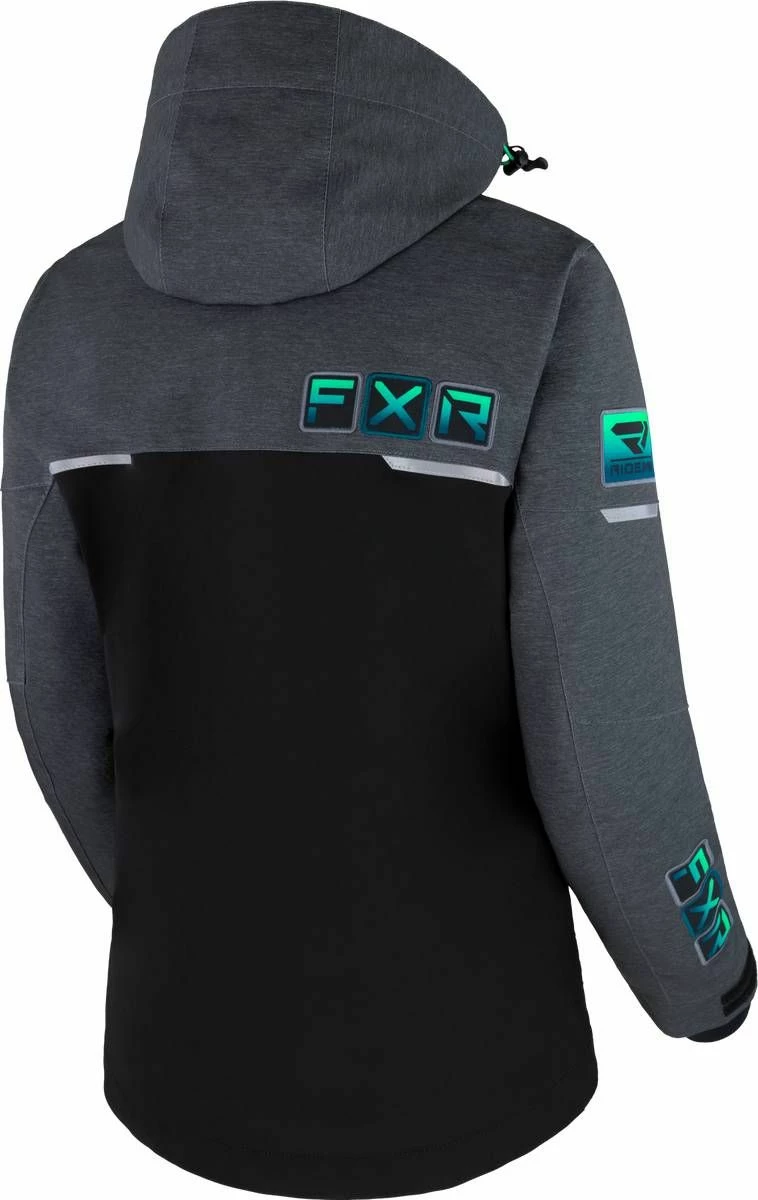 FXR 2023 Maverick Womens Snowmobile Jacket Black/Mid Grey Heather/Mint Fade 2 FXR 2023 Maverick Womens Snowmobile Jacket Black/Mid Grey Heather/Mint Fade - Image 2